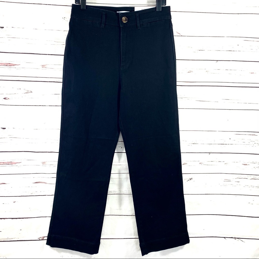 LOFT High Waist Slim Wide‎ Leg Jeans Black Size 6
